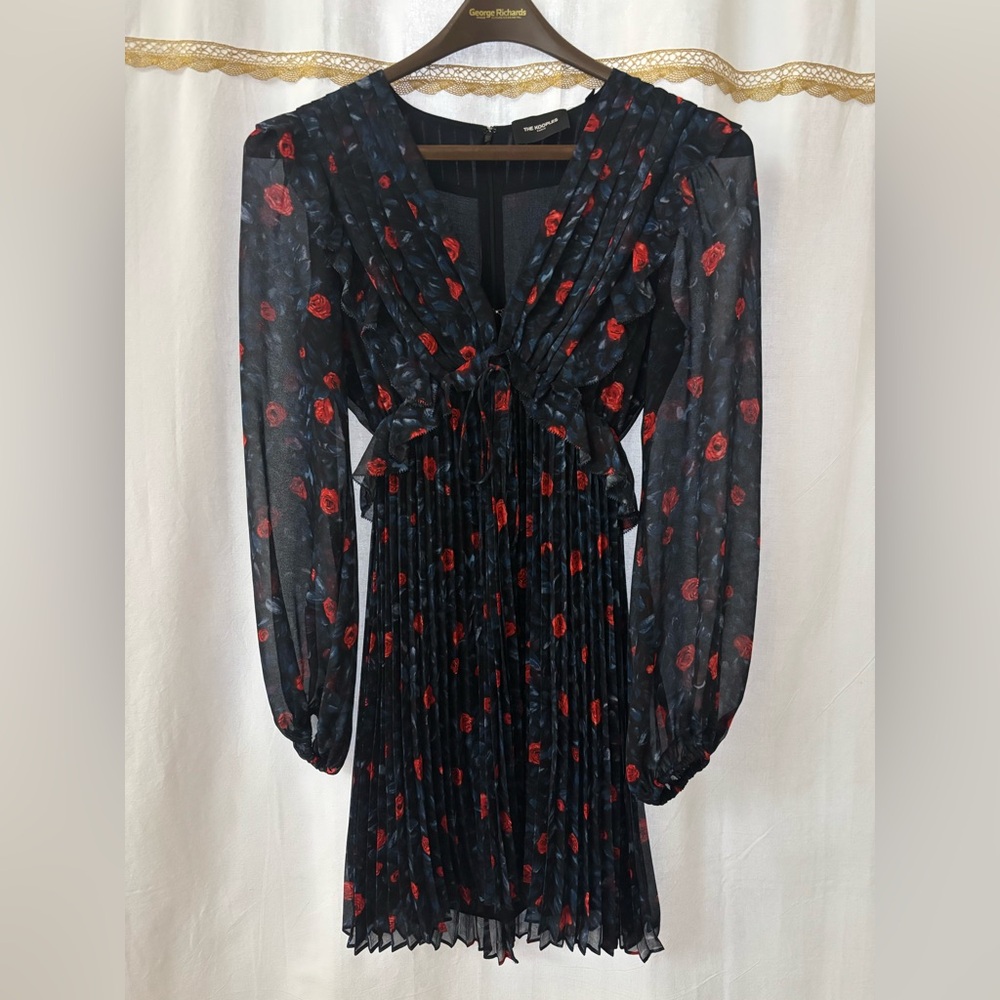The Kooples Poison Roses Pleated Floral Dress